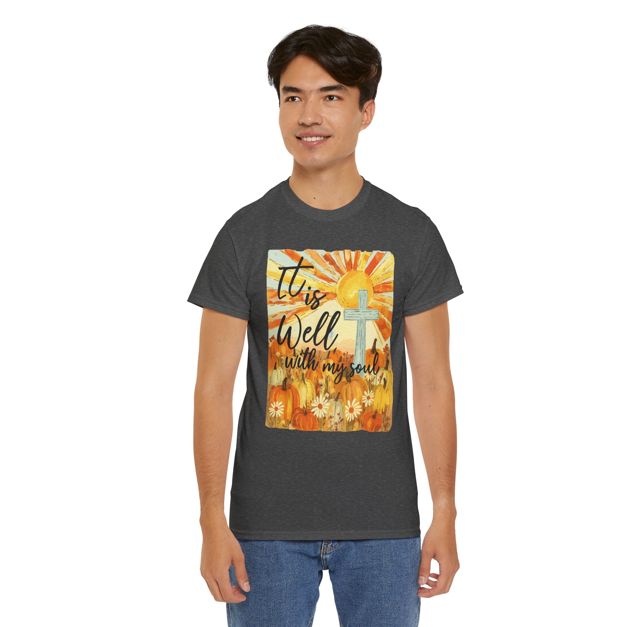 It Is Well With My Soul Pumpkin Sunrise Unisex Cotton T-Shirt