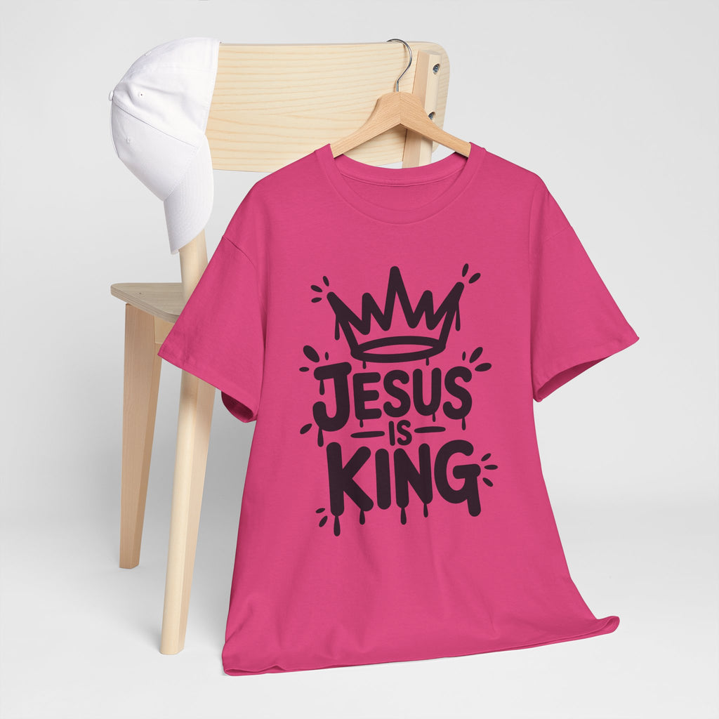 Jesus Is King Crown T-Shirt — Minimalist Christian Unisex Cotton Tee