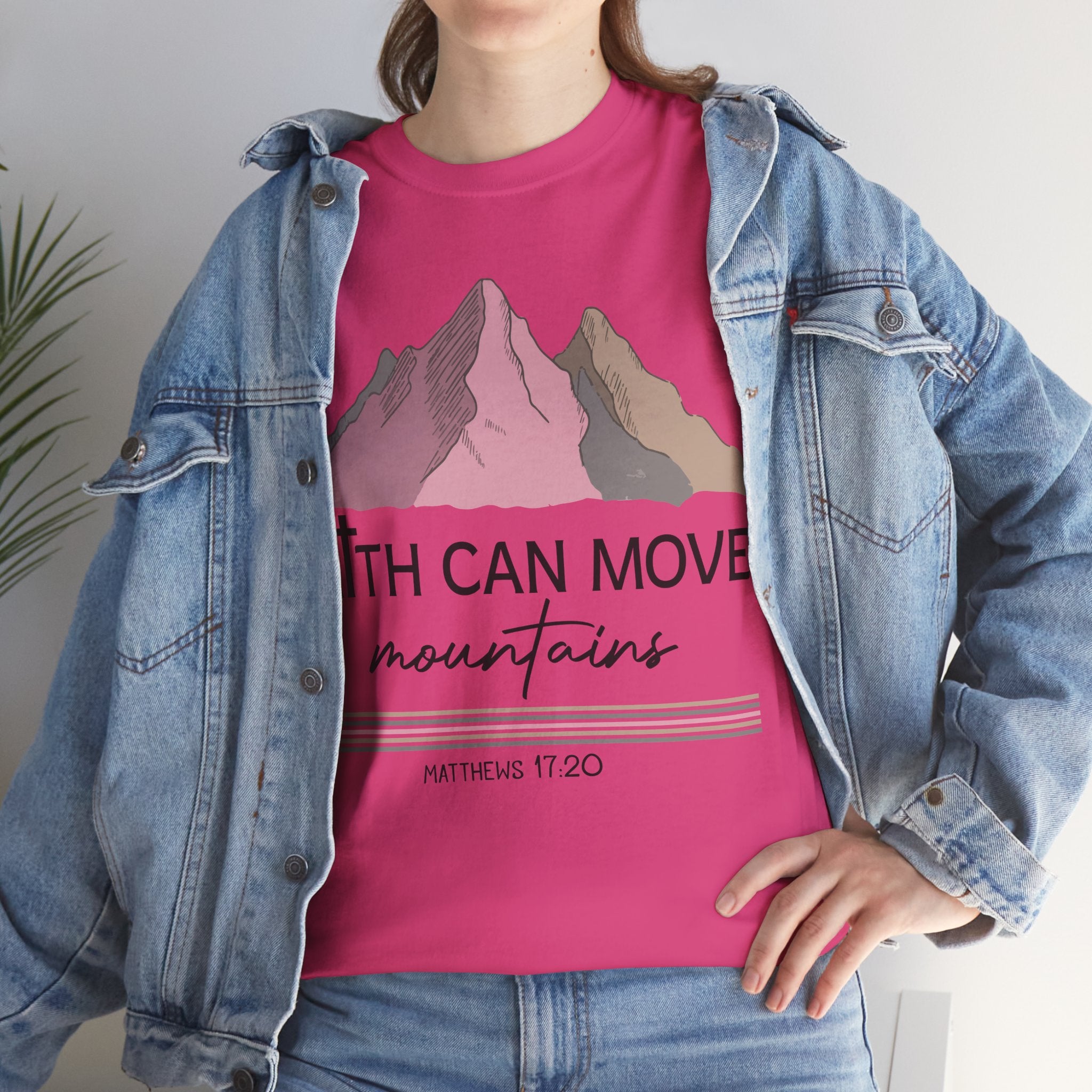 Faith Can Move Mountains Mountain Tee — Pastel Inspirational Christian Unisex Cotton T-Shirt