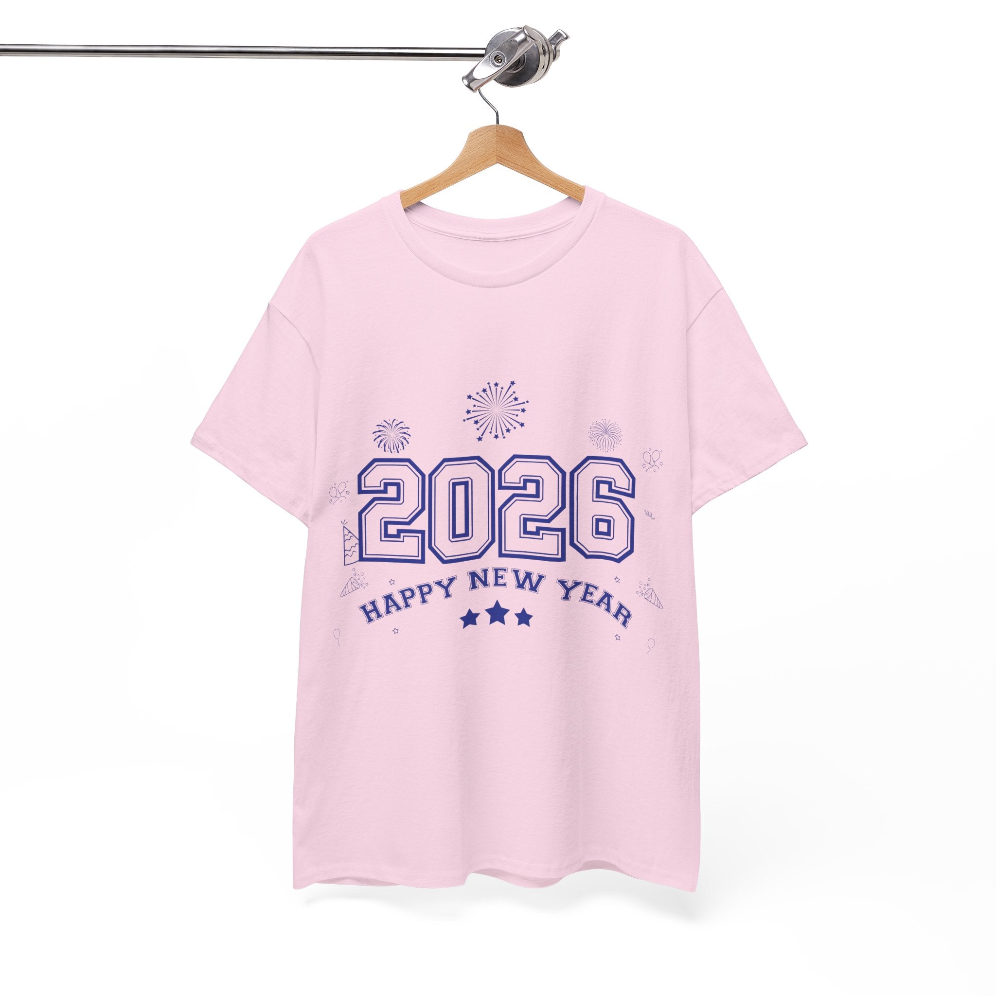 Happy New Year 2026 Varsity Tee — Fireworks & Confetti Celebration Unisex Cotton Tee