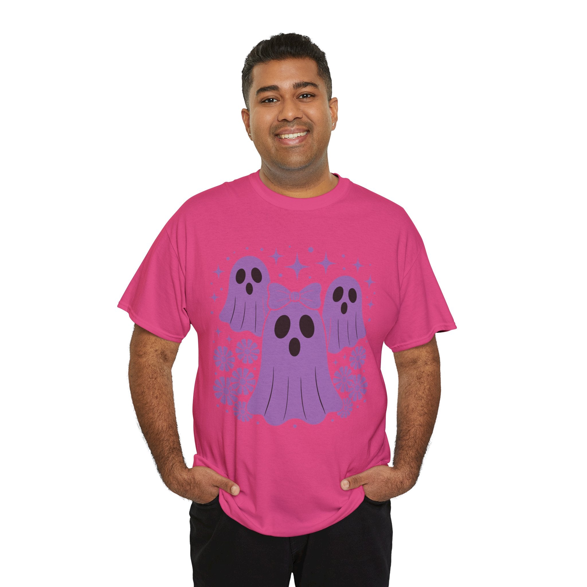 Purple Ghost Halloween Unisex Cotton Tee