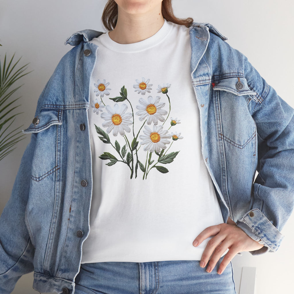 God Is Good All The Time Embroidered Daisy Unisex Cotton Tee