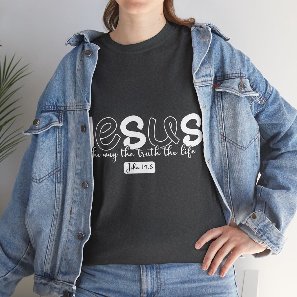 John 14:6 Christian Tee — Minimalist Script Faith T-Shirt