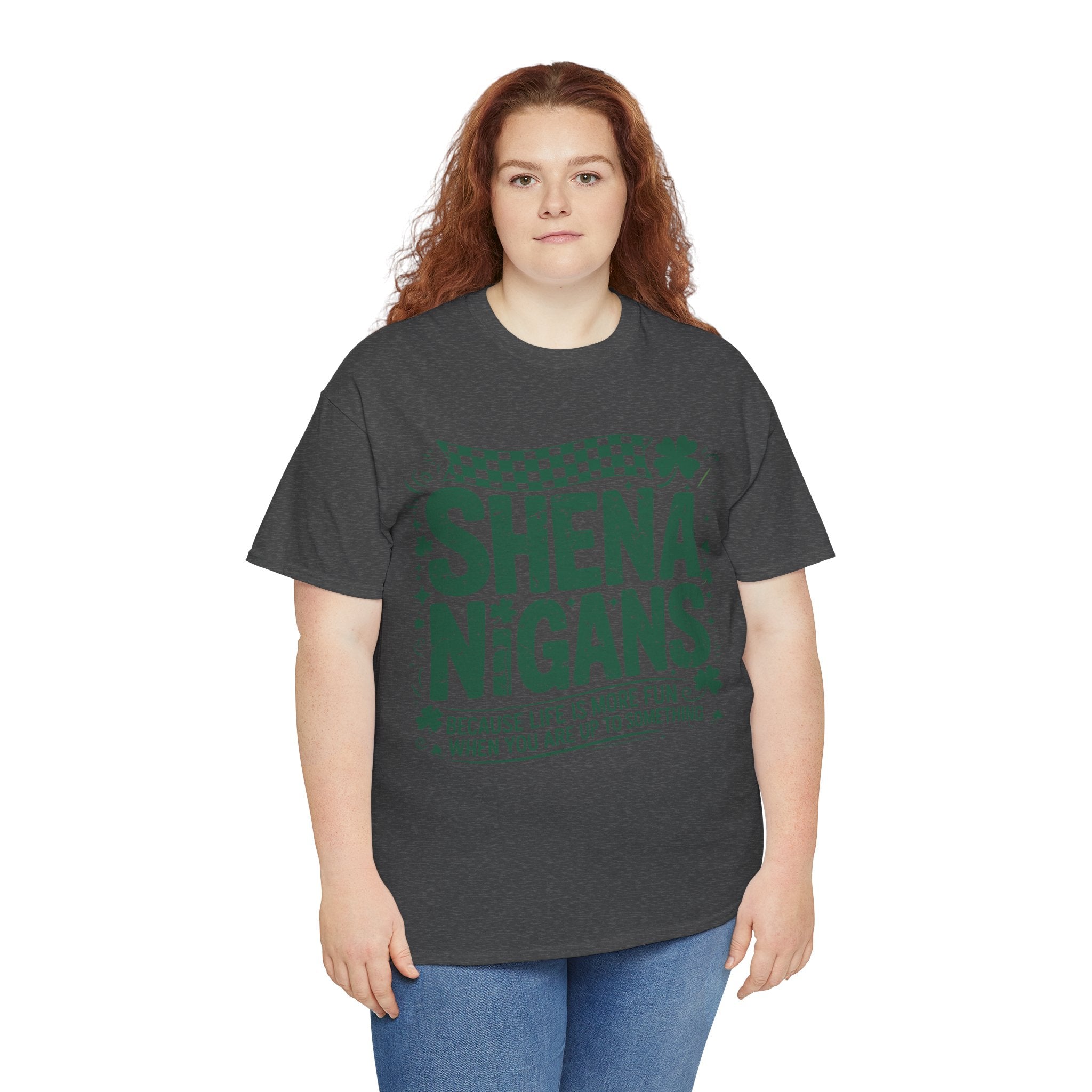Shenanigans Clover Tee — Bright Green St. Patrick’s Day Shirt with Checkered Flag Unisex Cotton Tee
