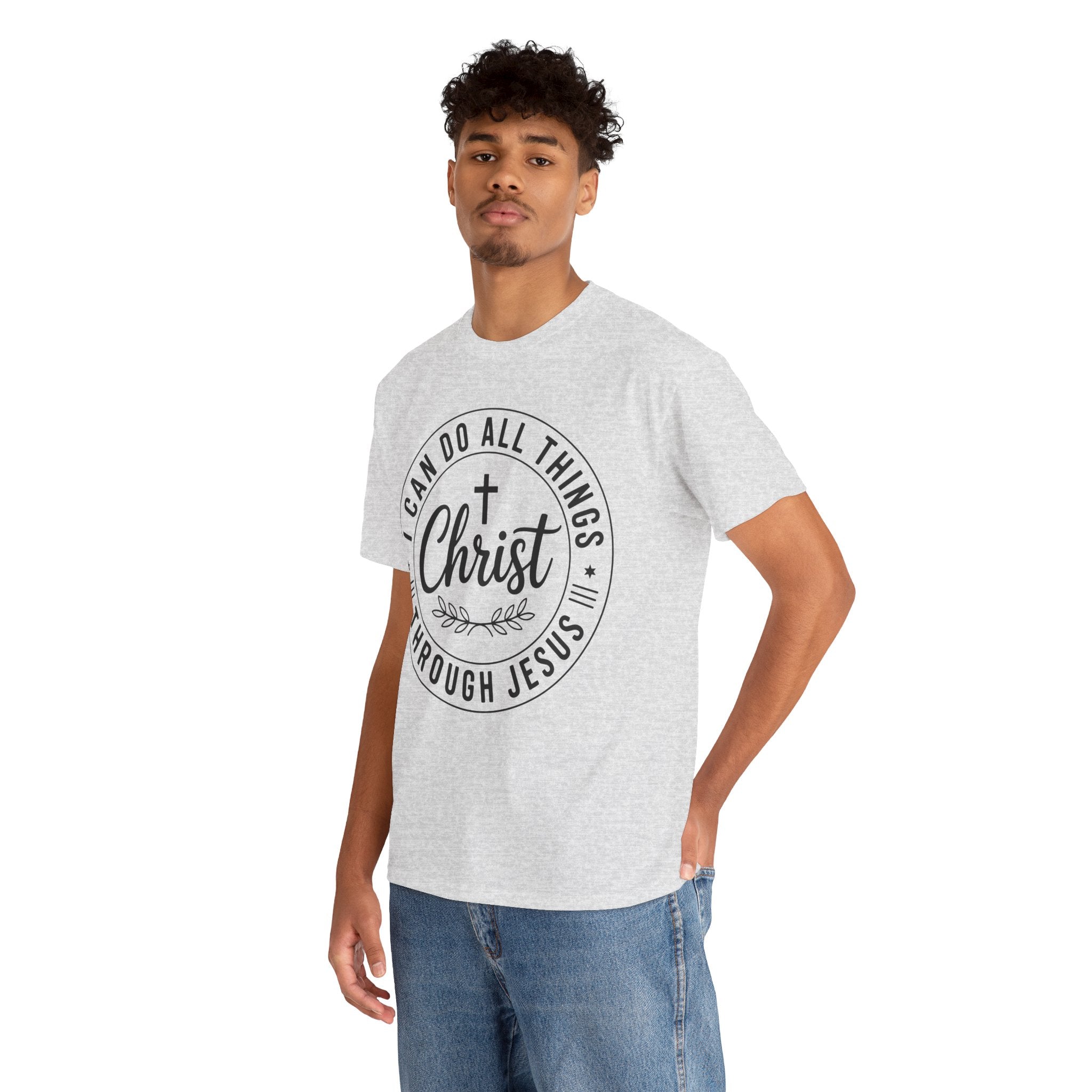 Christian Cross T‑Shirt — "I Can Do All Things Through Christ" Unisex Cotton tee