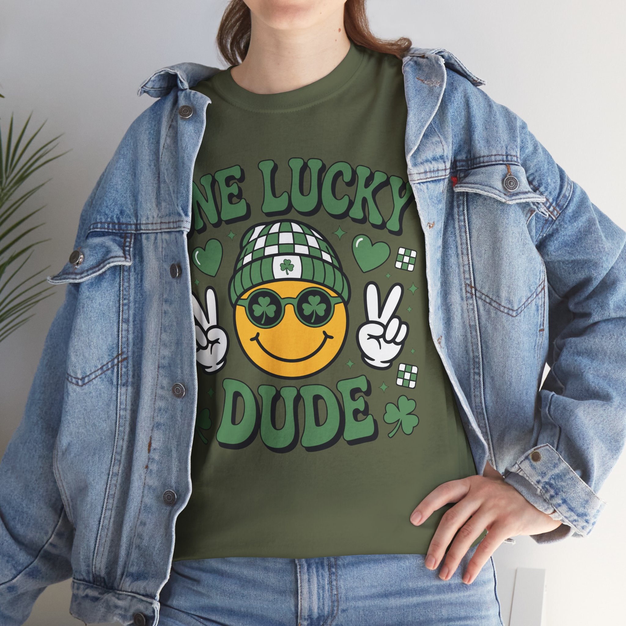 One Lucky Dude Shamrock Tee — St. Patrick's Day Smiley Unisex Cotton Tshirt