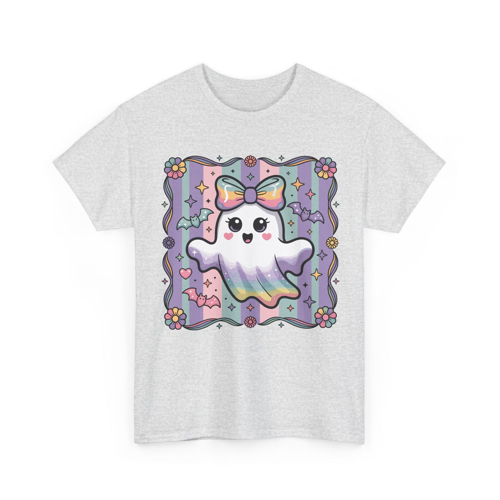 Pastel Ghost Rainbow Bow Unisex Cotton Tee