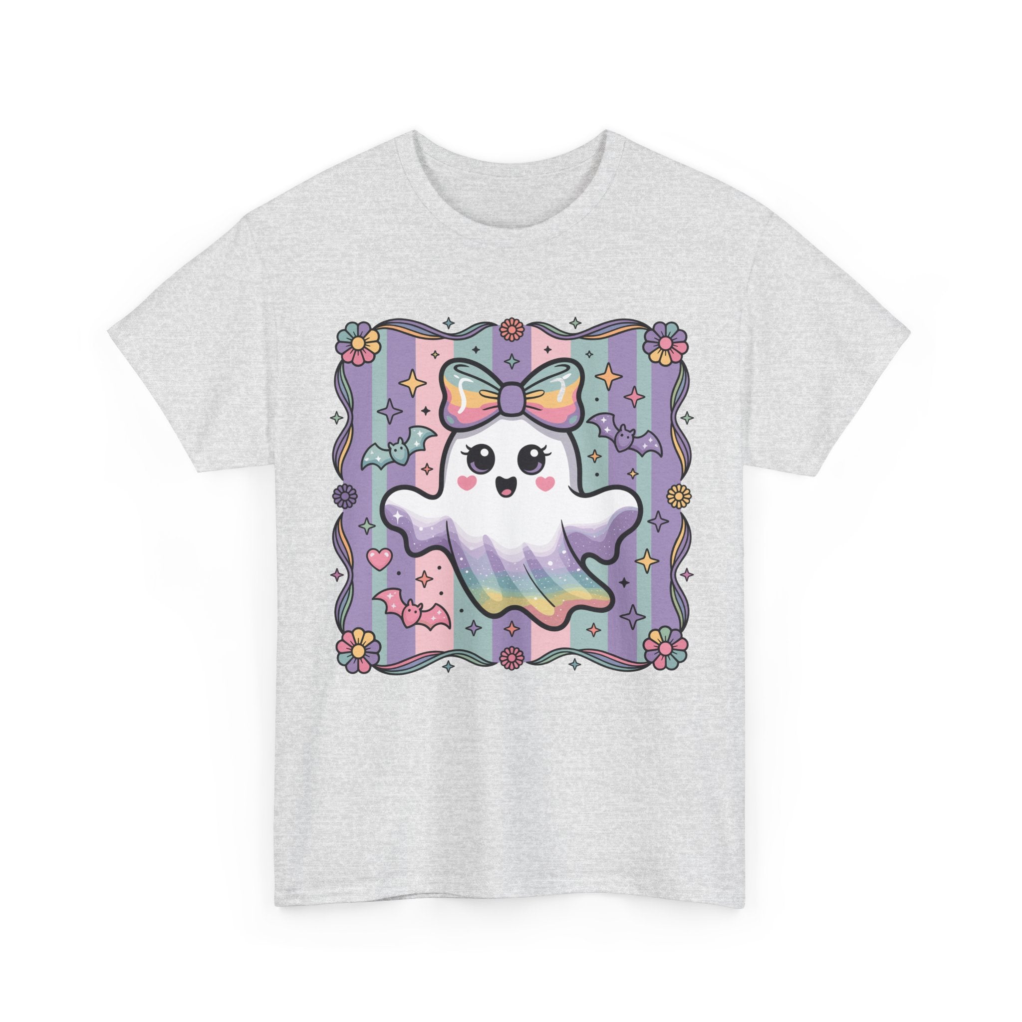 Pastel Ghost Rainbow Bow Unisex Cotton Tee