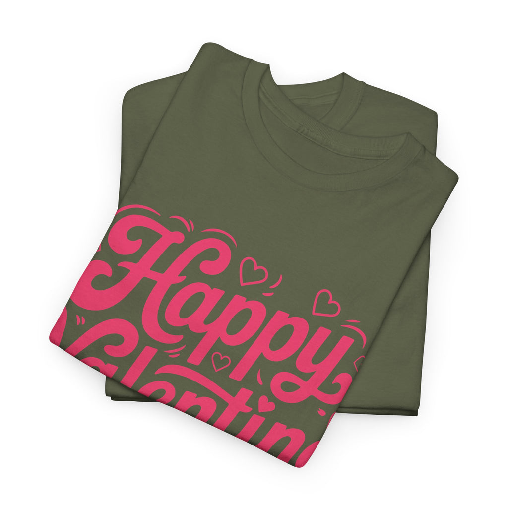 Happy Valentine Day Tee — Pink Heart & Love Icons Valentine's Unisex Cotton Shirt