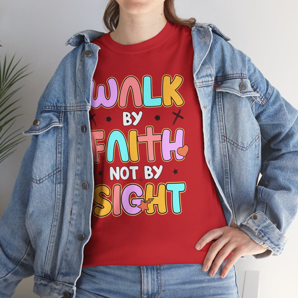Walk by Faith Not by Sight T-Shirt — Pastel Christian Faith Unisex Cotton Tee