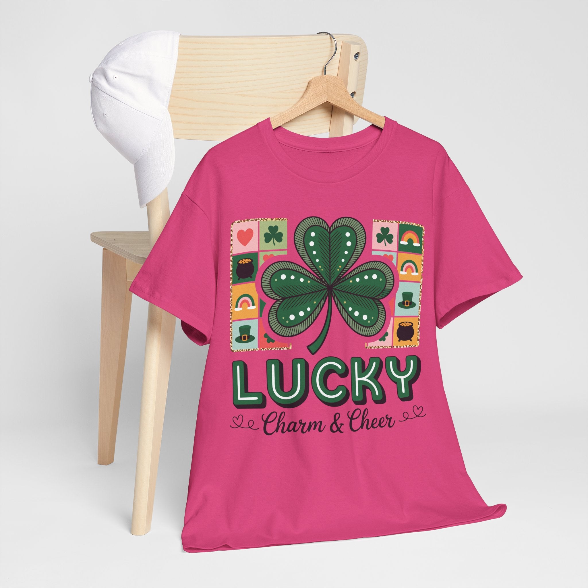 Lucky Charm & Cheer Clover Tee — Patchwork St. Patrick’s Day Unisex Cotton T-Shirt