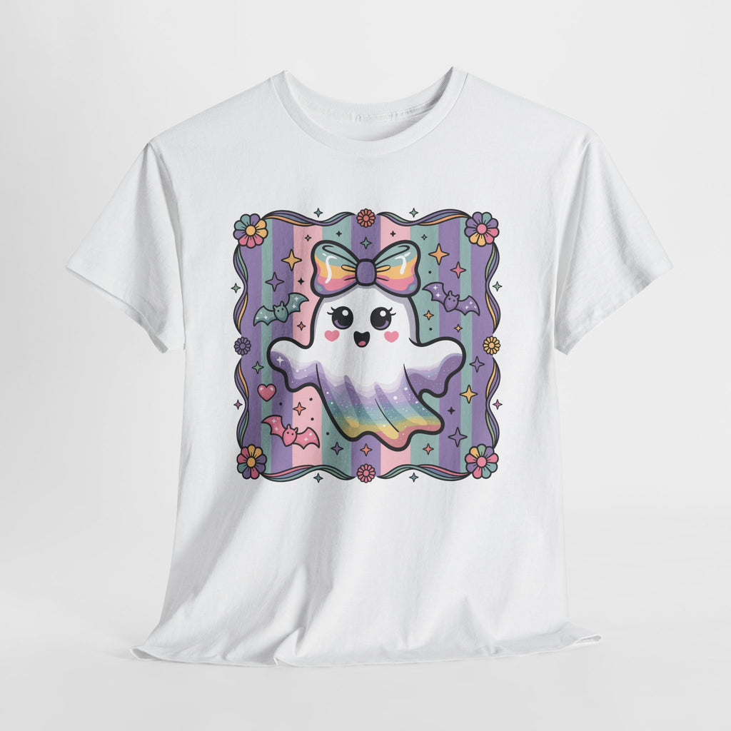 Pastel Ghost Rainbow Bow Unisex Cotton Tee