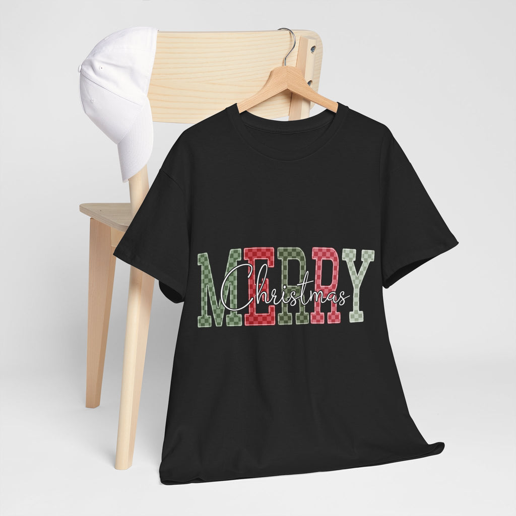Plaid Merry Christmas Unisex Cotton Tee