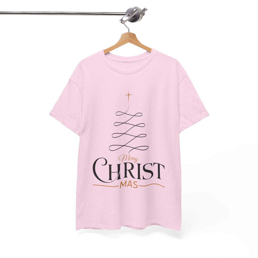 Merry Christmas Gold Cross Tree Unisex Cotton Tee