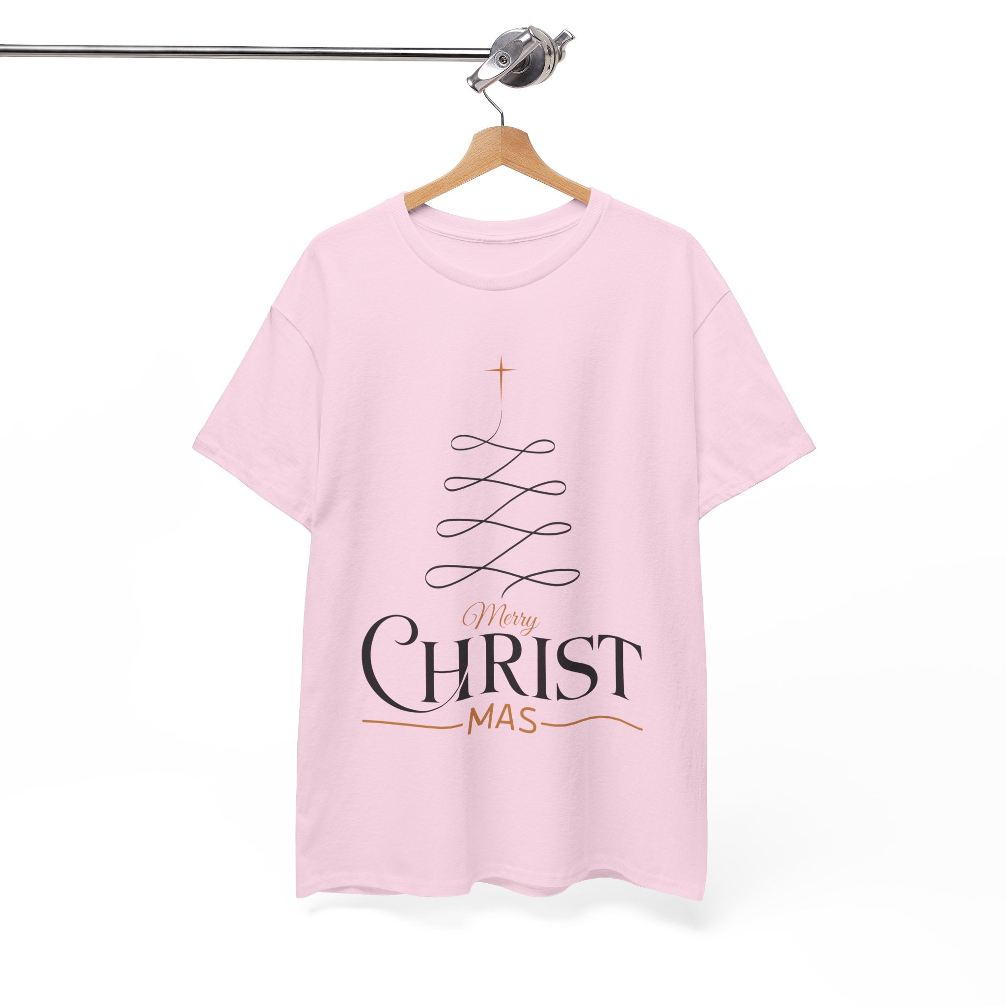 Merry Christmas Gold Cross Tree Unisex Cotton Tee