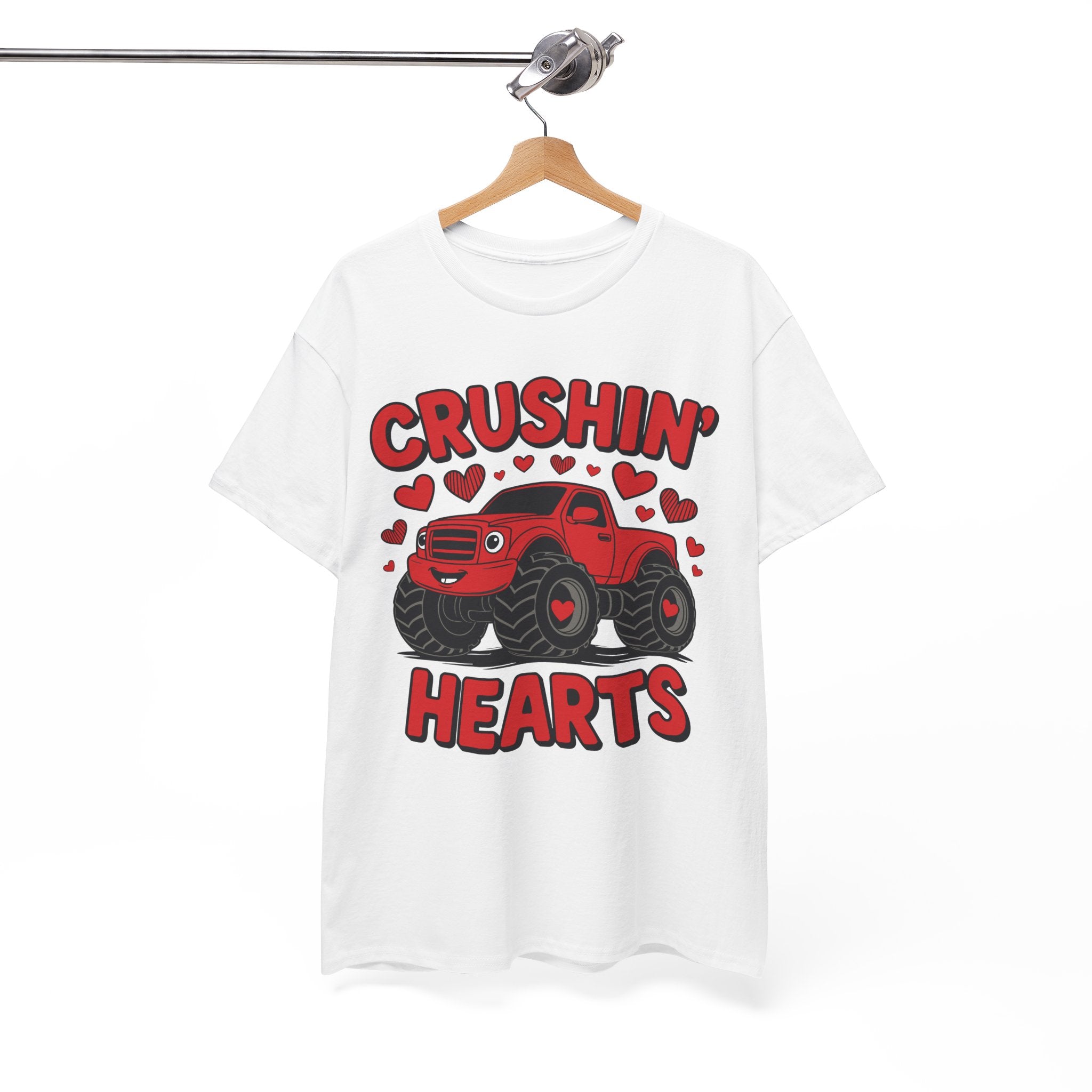 Crushin’ Hearts Valentine Monster Truck Unisex Cotton Tee