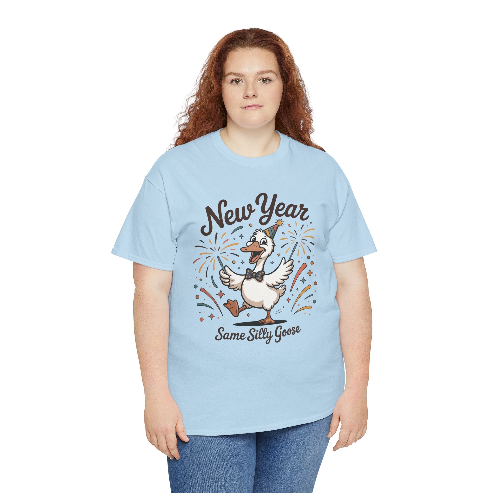 New Year Same Silly Goose T-Shirt — Party Goose Graphic Unisex Cotton Tee
