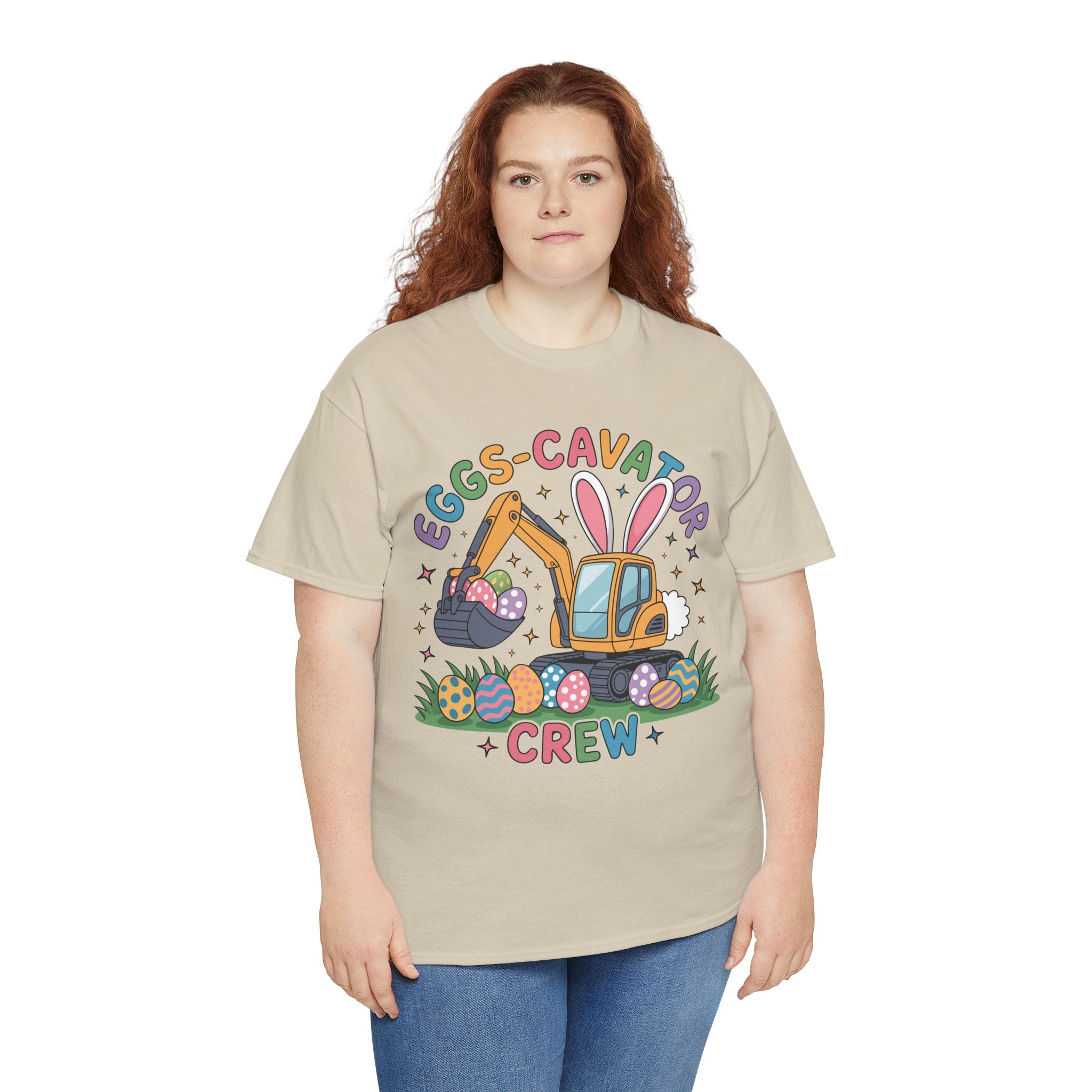 Easter 'Eggs-cavator Crew' Kids Tee — Excavator Bunny & Eggs Unisex Cotton Tee