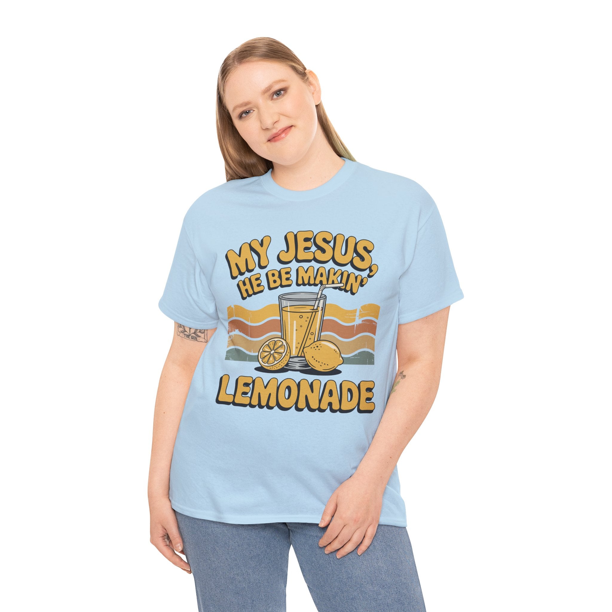 My Jesus, He Be Makin’ Lemonade T-Shirt — Retro Lemonade Christian Unisex Cotton Tee