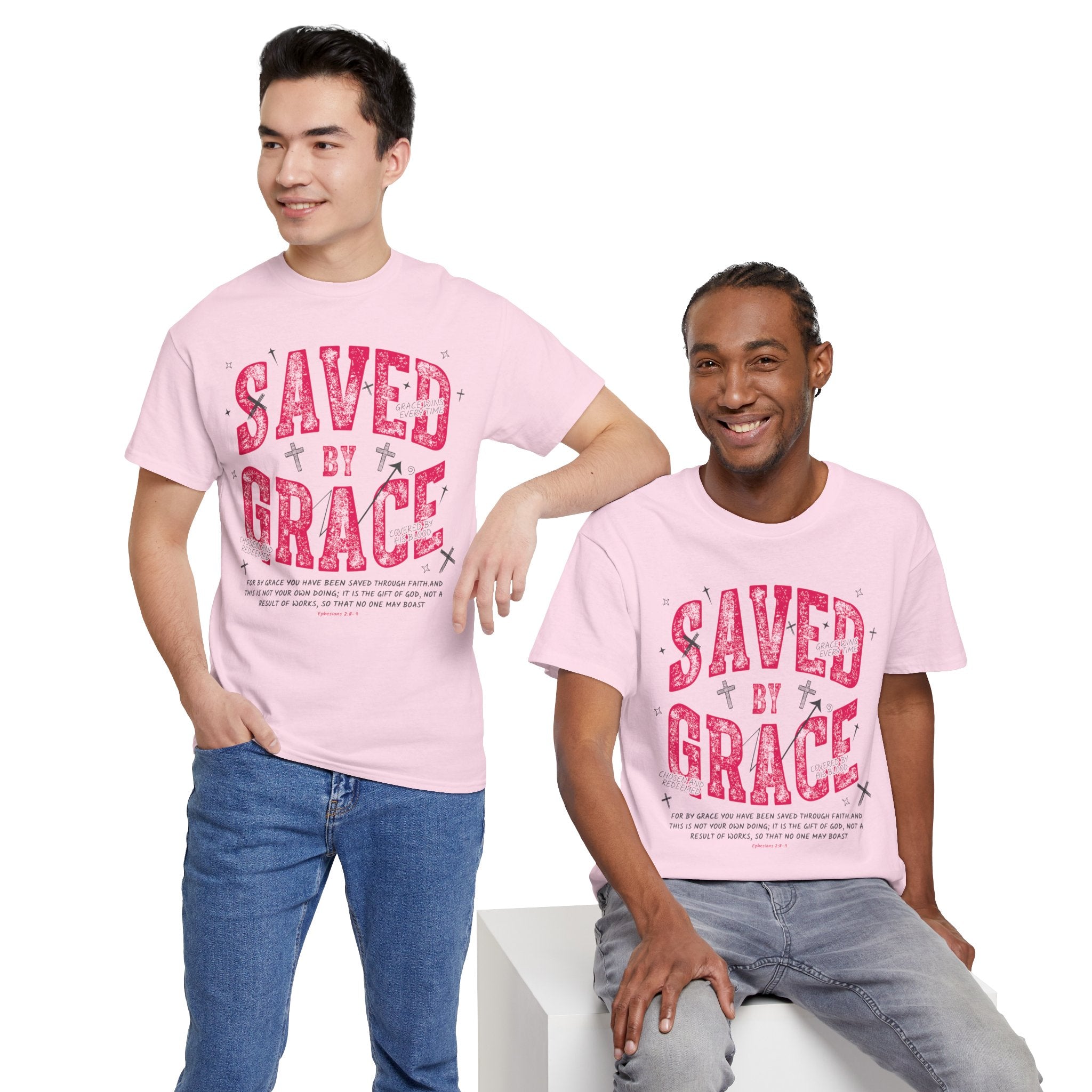Saved by Grace Ephesians 2:8-9 Unisex Cotton T-Shirt