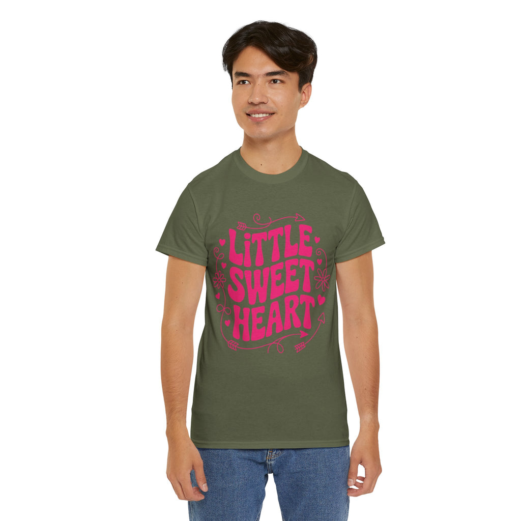 Little Sweetheart Retro Tee — Cute Red Hearts & Flowers Graphic Unisex Cotton Tee