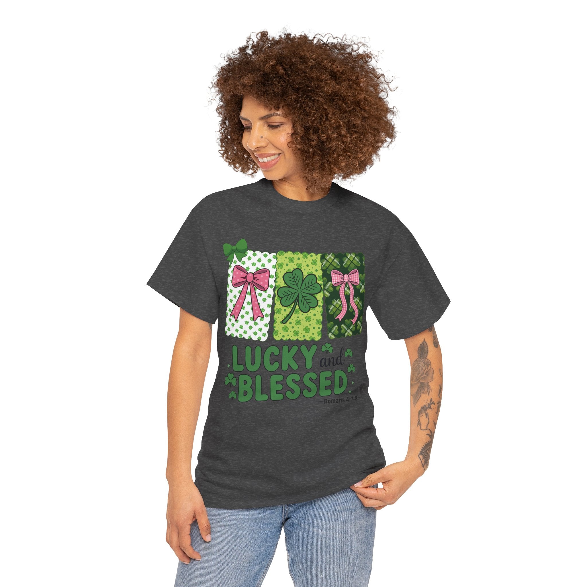 Lucky and Blessed Clover Unisex Cotton Tee