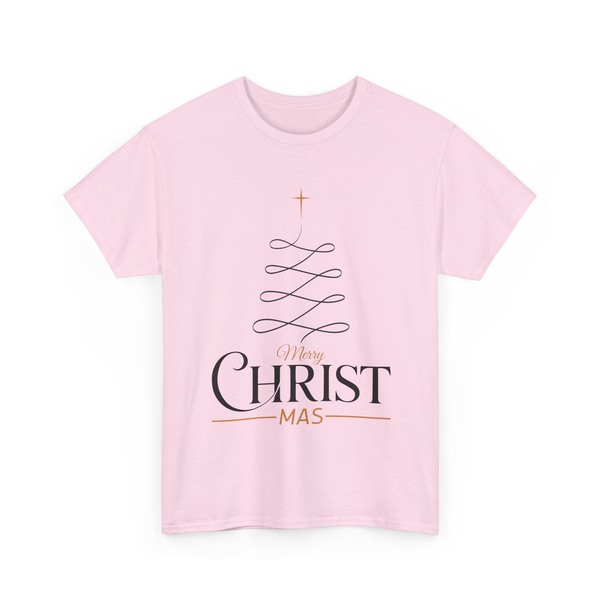 Merry Christmas Gold Cross Tree Unisex Cotton Tee