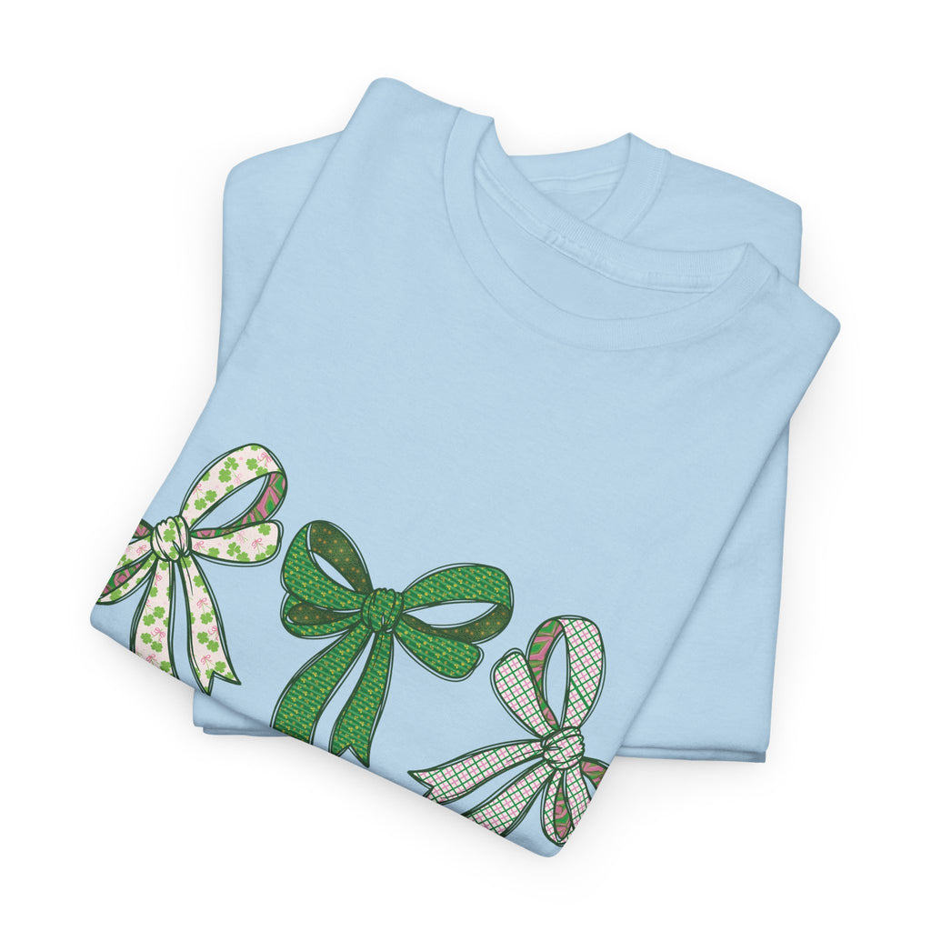 Not Lucky Simply Blessed Tee — Romans 4:7-8 Green Bow Christian Unisex Cotton T-Shirt