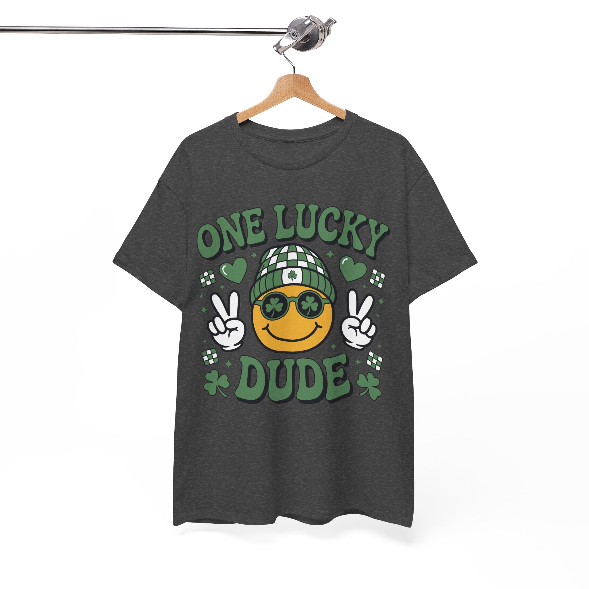 One Lucky Dude Shamrock Tee — St. Patrick's Day Smiley Unisex Cotton Tshirt