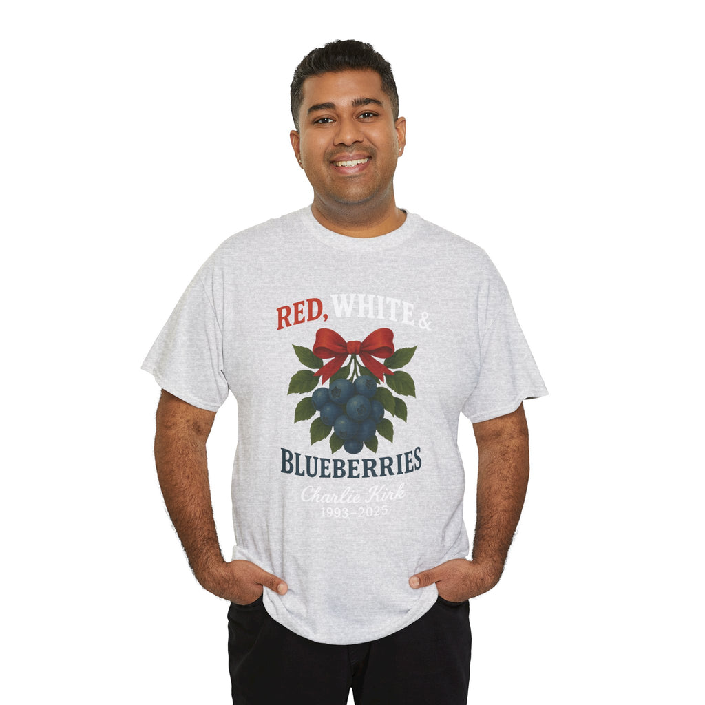 Red, White & Blueberries T-Shirt — Patriotic Blueberry Graphic Unisex Cotton Tee