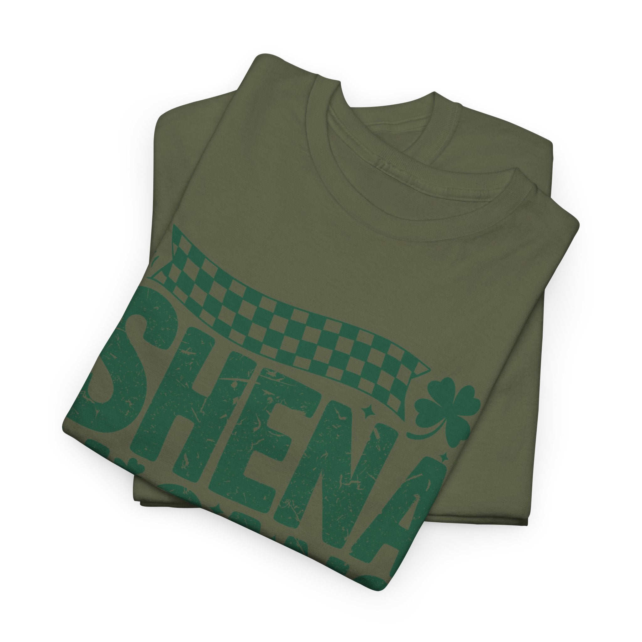 Shenanigans Clover Tee — Bright Green St. Patrick’s Day Shirt with Checkered Flag Unisex Cotton Tee
