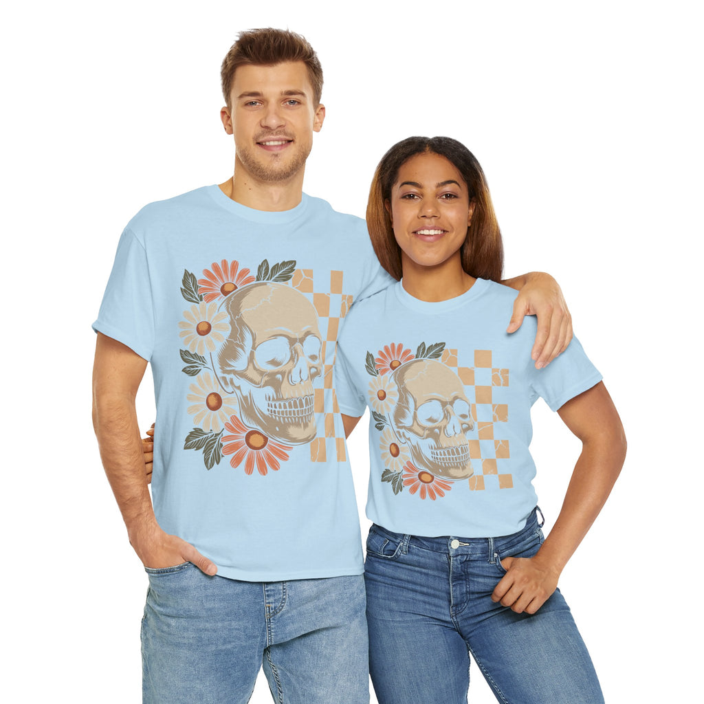 Skull Daisy Unisex Cotton Tshirt