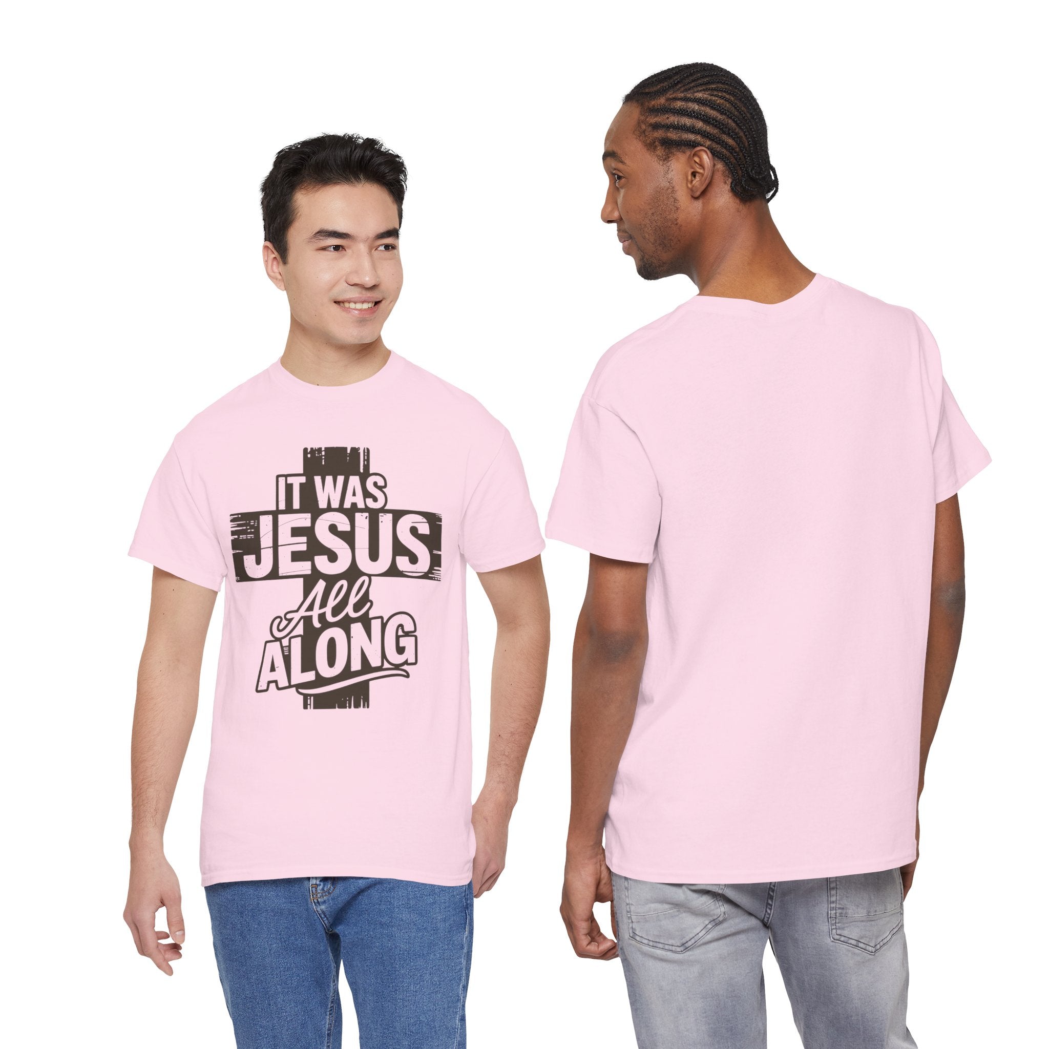 It Was Jesus All Along T-Shirt — Rustic Brown Cross Christian Unisex Cotton Tee