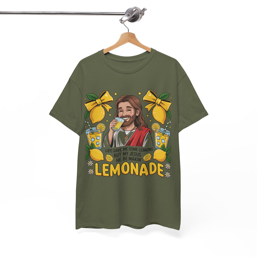 Jesus Drinking Lemonade T-Shirt — "Life Gave Me Some Lemons" Christian Unisex Cotton Tee