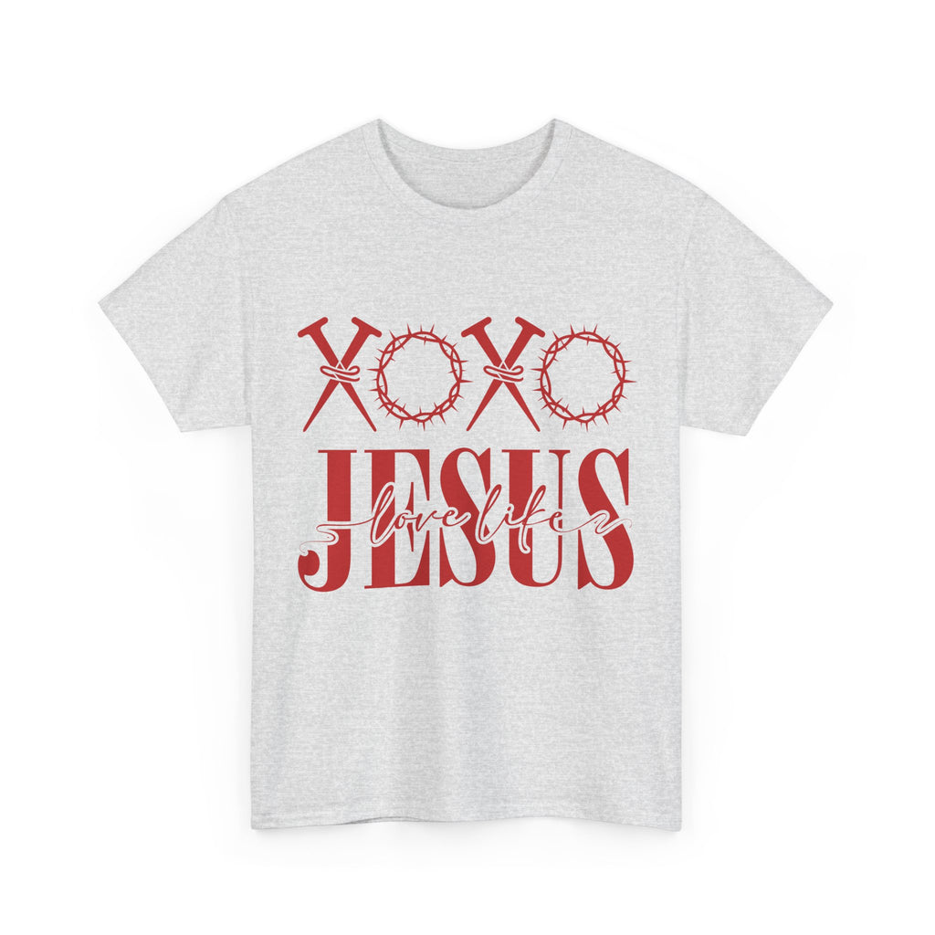 Christian Valentine T-Shirt — "XOXO Jesus Love Life" Nails & Thorn Crown Design Unisex Cotton Tee