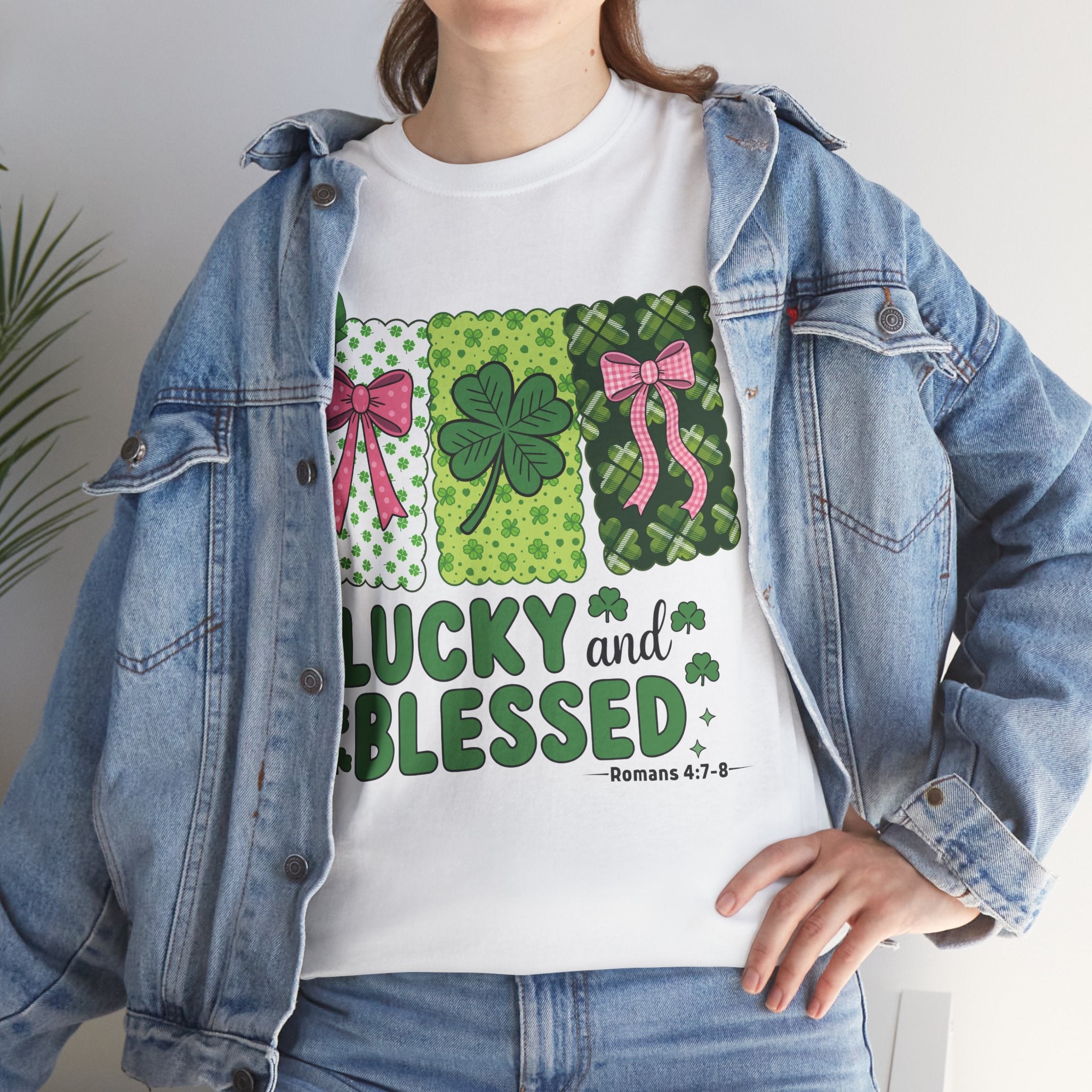 Lucky and Blessed Clover Unisex Cotton Tee