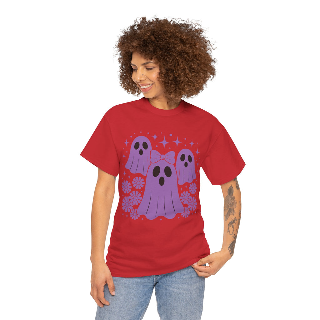 Purple Ghost Halloween Unisex Cotton Tee