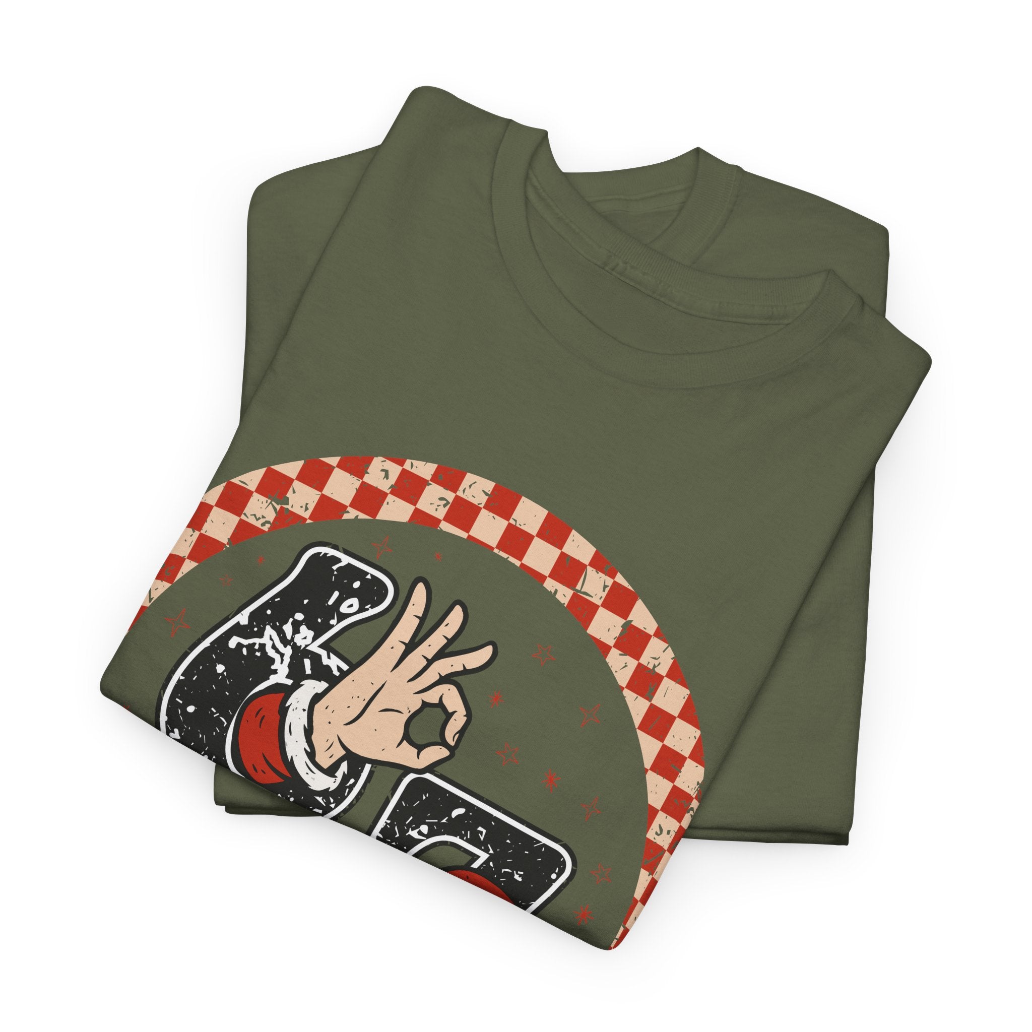 Retro Christmas Tee — Santa '67' & 'Y'all' Red Checkered Graphic.Unisex Cotton Tee