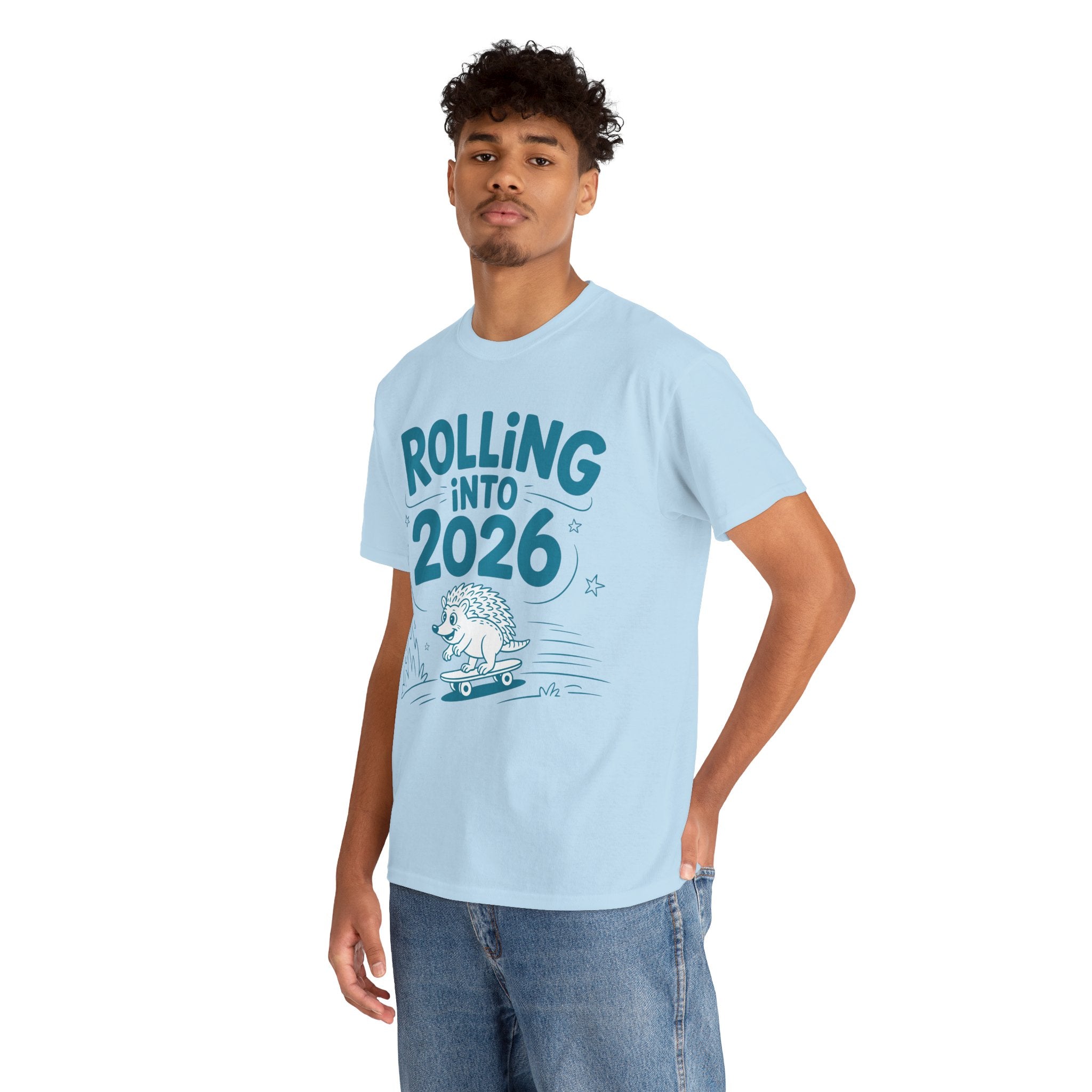 Rolling Into 2026 Hedgehog Skateboard Unisex Cotton Tee