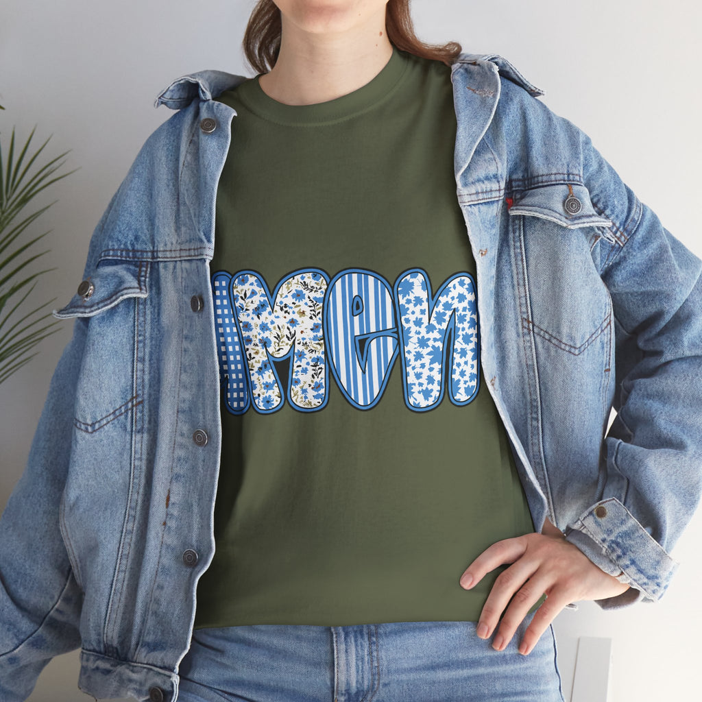 Amen Blue Floral Tee — Decorative Floral Lettering Christian Shirt Unisex Cotton Tee