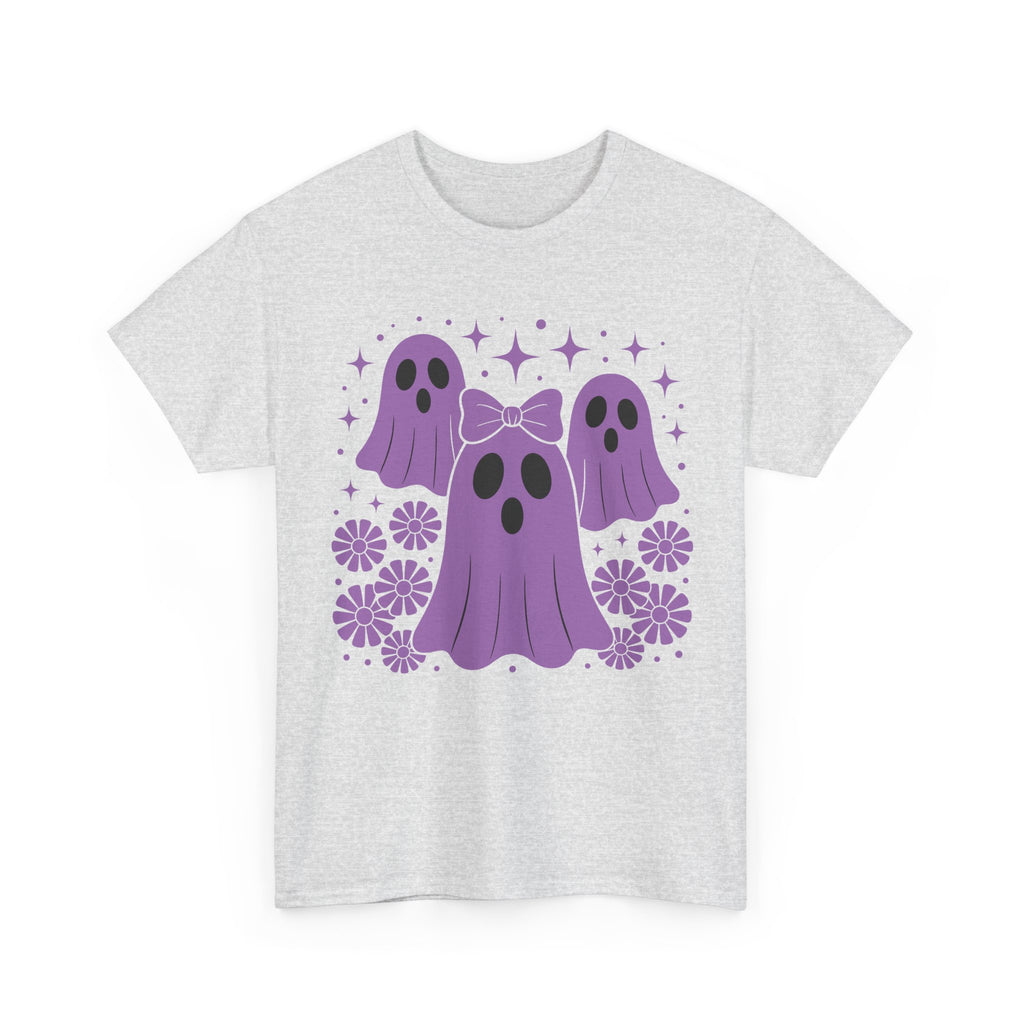Purple Ghost Halloween Unisex Cotton Tee