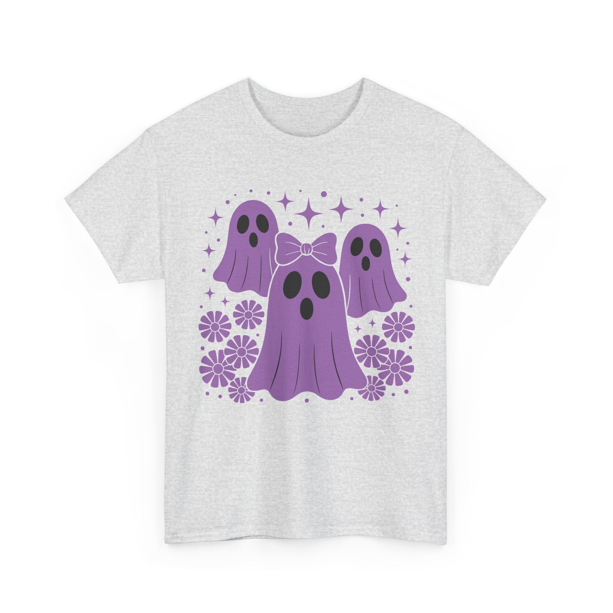 Purple Ghost Halloween Unisex Cotton Tee