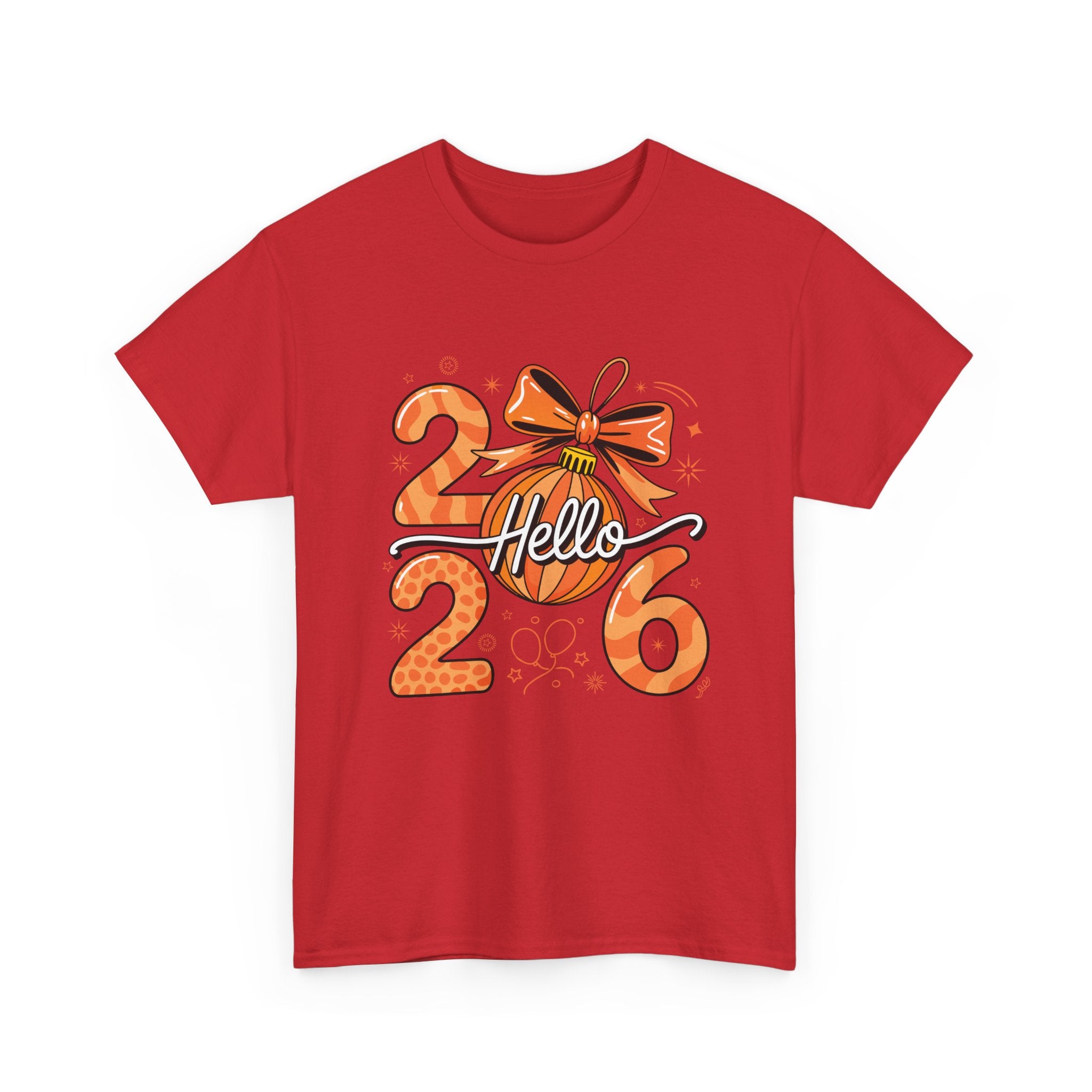 Hello 2026 Christmas Ornament Tee — Festive Orange Holiday Unisex Cotton T-Shirt