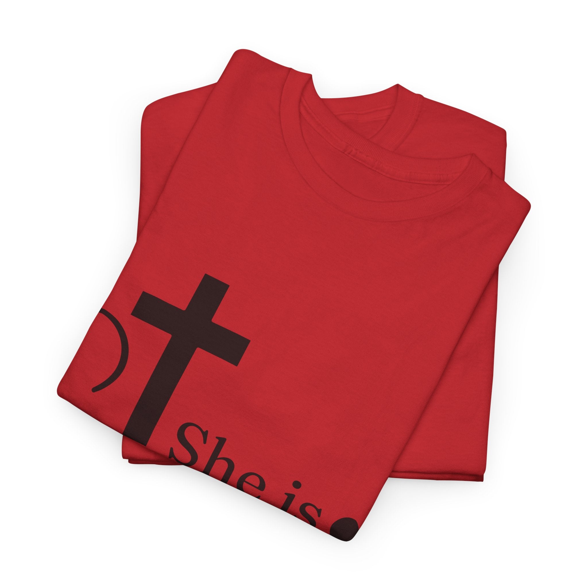 Proverbs 31:25 'She is Strong' T-Shirt – Christian Cross & Heart Unisex Cotton Tee