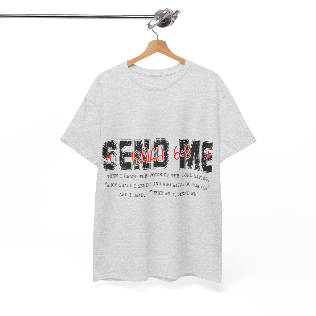 Here I Am Send Me Isaiah 6:8 T-Shirt — Christian Cross Graphic Unisex Cotton Tee
