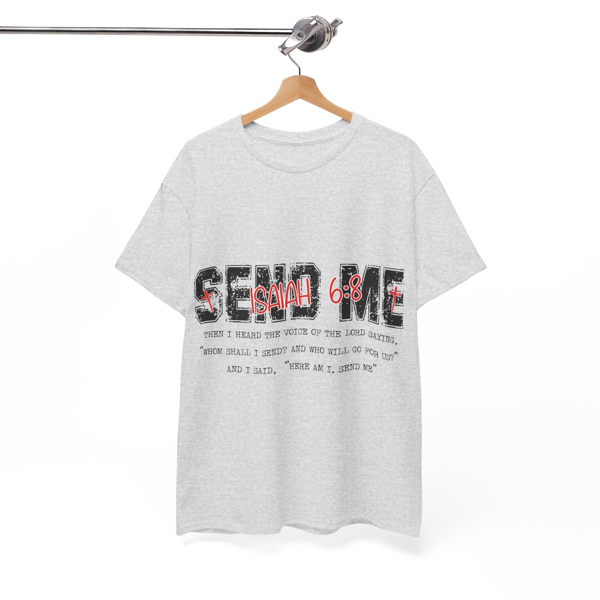 Here I Am Send Me Isaiah 6:8 T-Shirt — Christian Cross Graphic Unisex Cotton Tee