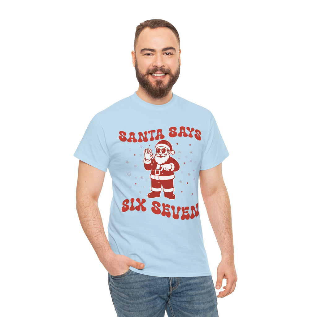 Retro 'Santa Says Six Seven' Christmas Unisex Cotton Tee