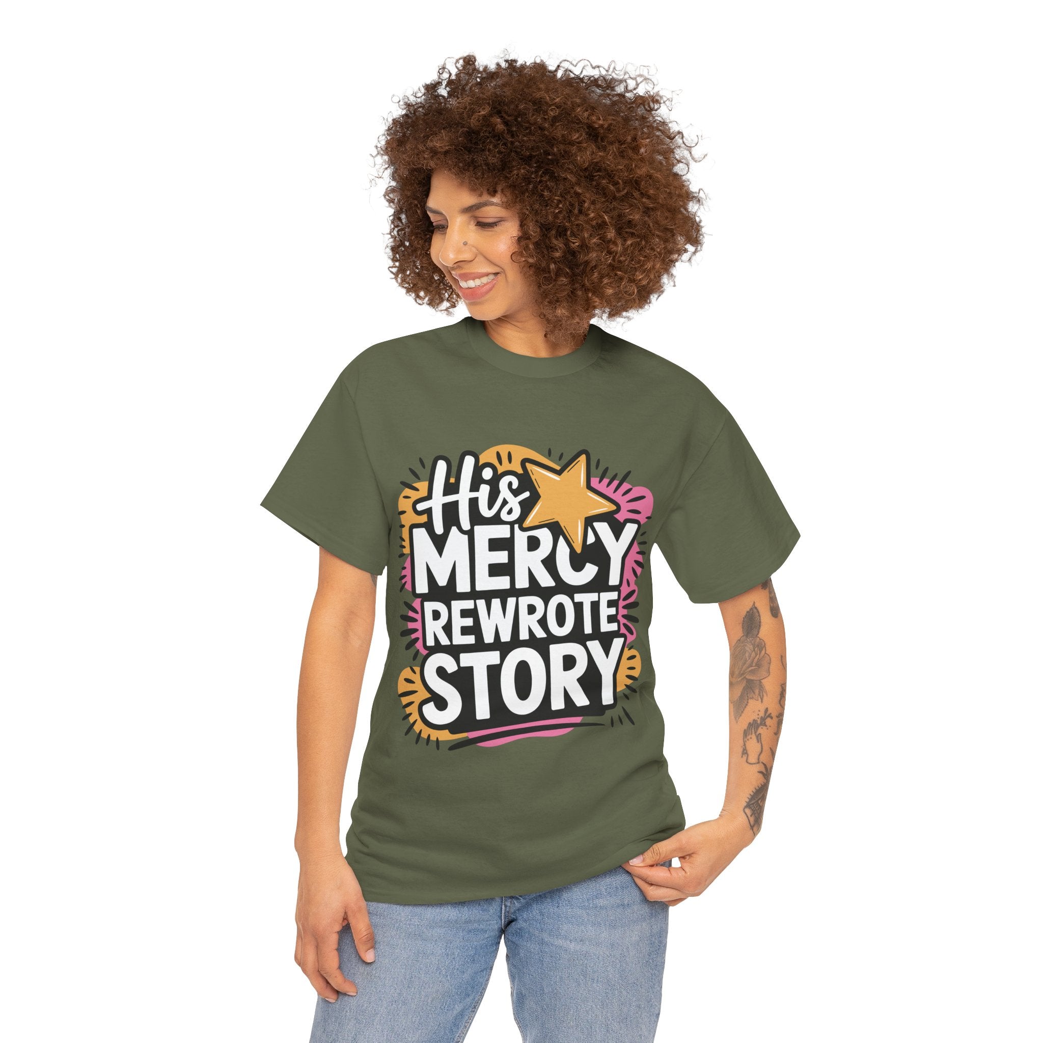 His Mercy Rewrote My Story Tee — Retro Christian Graphic T-Shirt