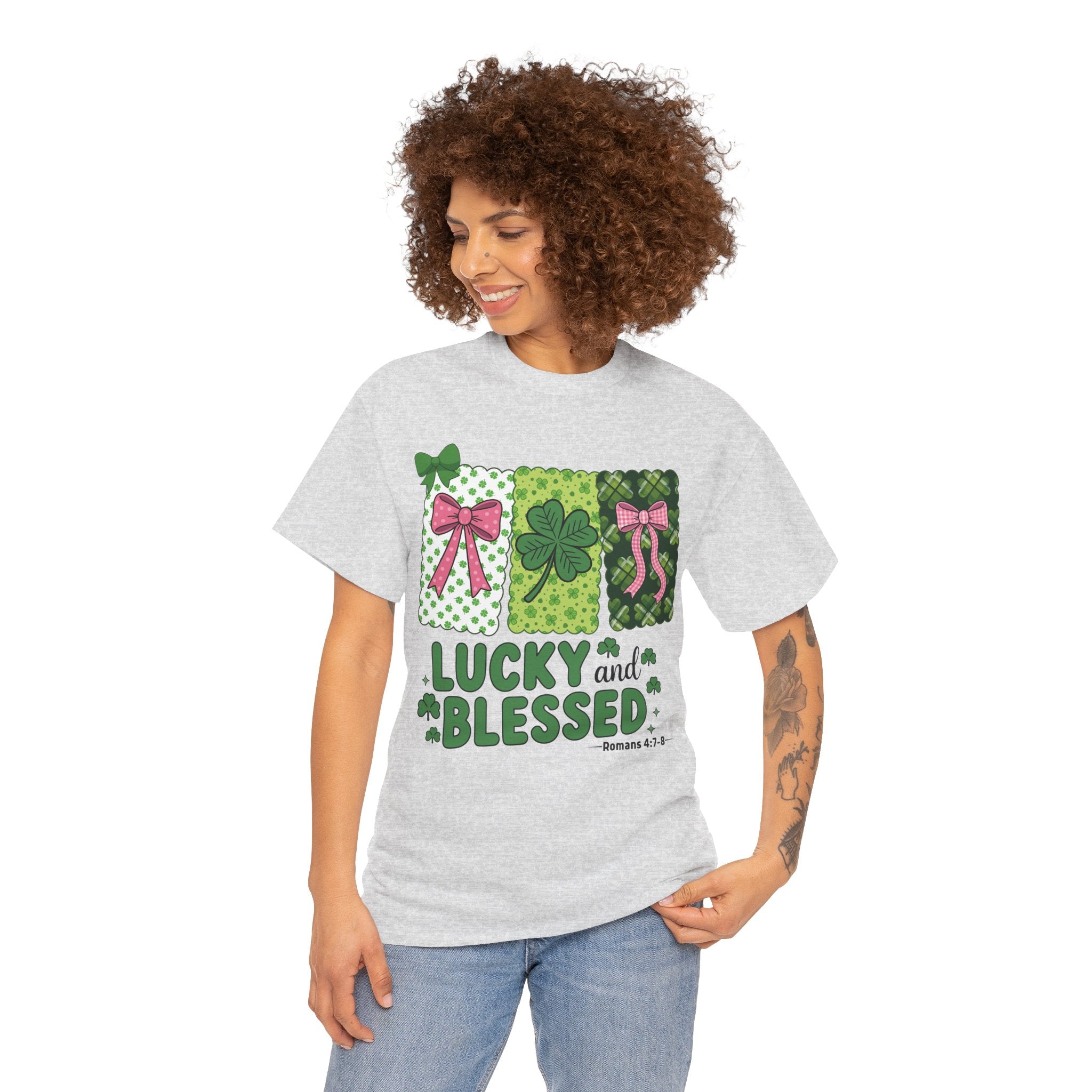 Lucky and Blessed Clover Unisex Cotton Tee