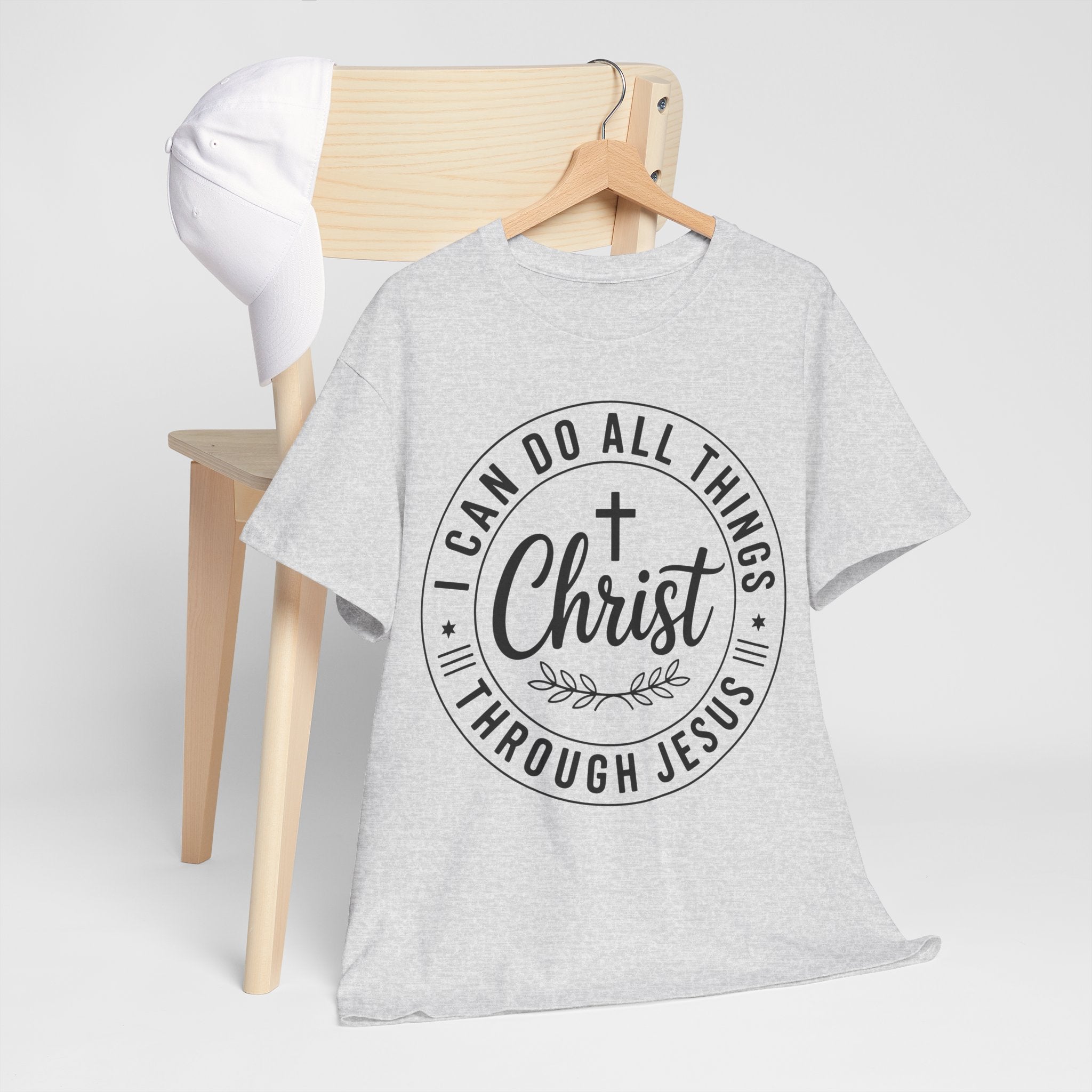 Christian Cross T‑Shirt — "I Can Do All Things Through Christ" Unisex Cotton tee
